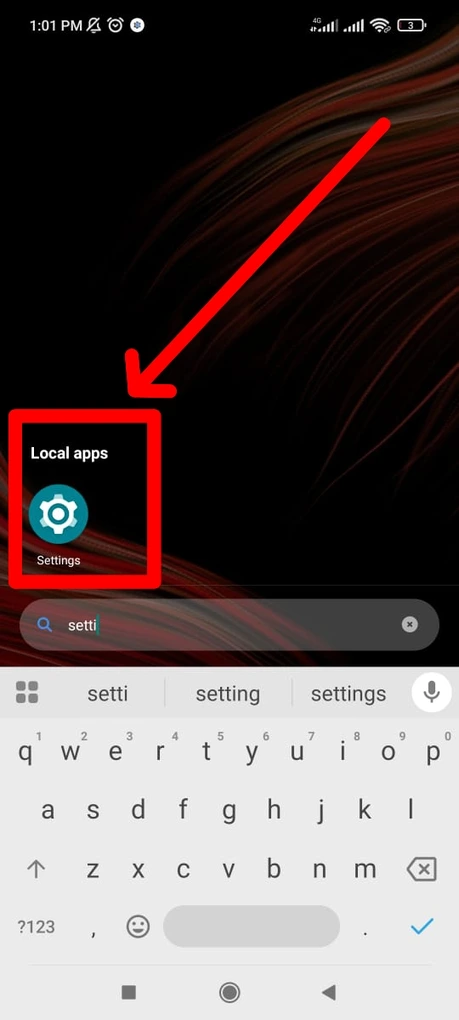 Configuração de pesquisa no telefone