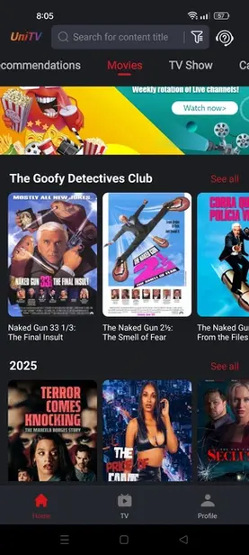 Aba De Filmes No App Unitv