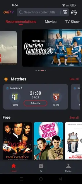 interface de usuário da tela inicial